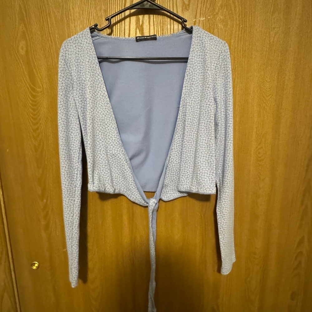 Light Blue Tie-Front Cardigan